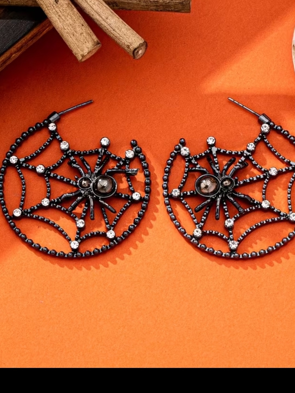 Black Spider Web Hoop Earrings - Women's Jewelry
